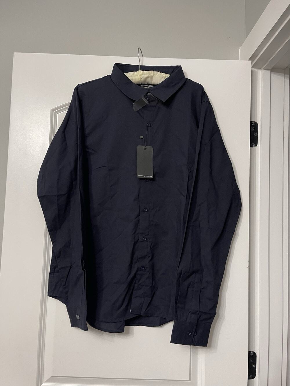 NWT Bolongaro Trevor Mens Navy Blue Long Sleeve Button Up Dress Shirt L Preppy